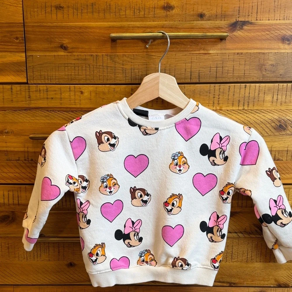 Zara Girls Kids Pink and White Character Sweatshirt